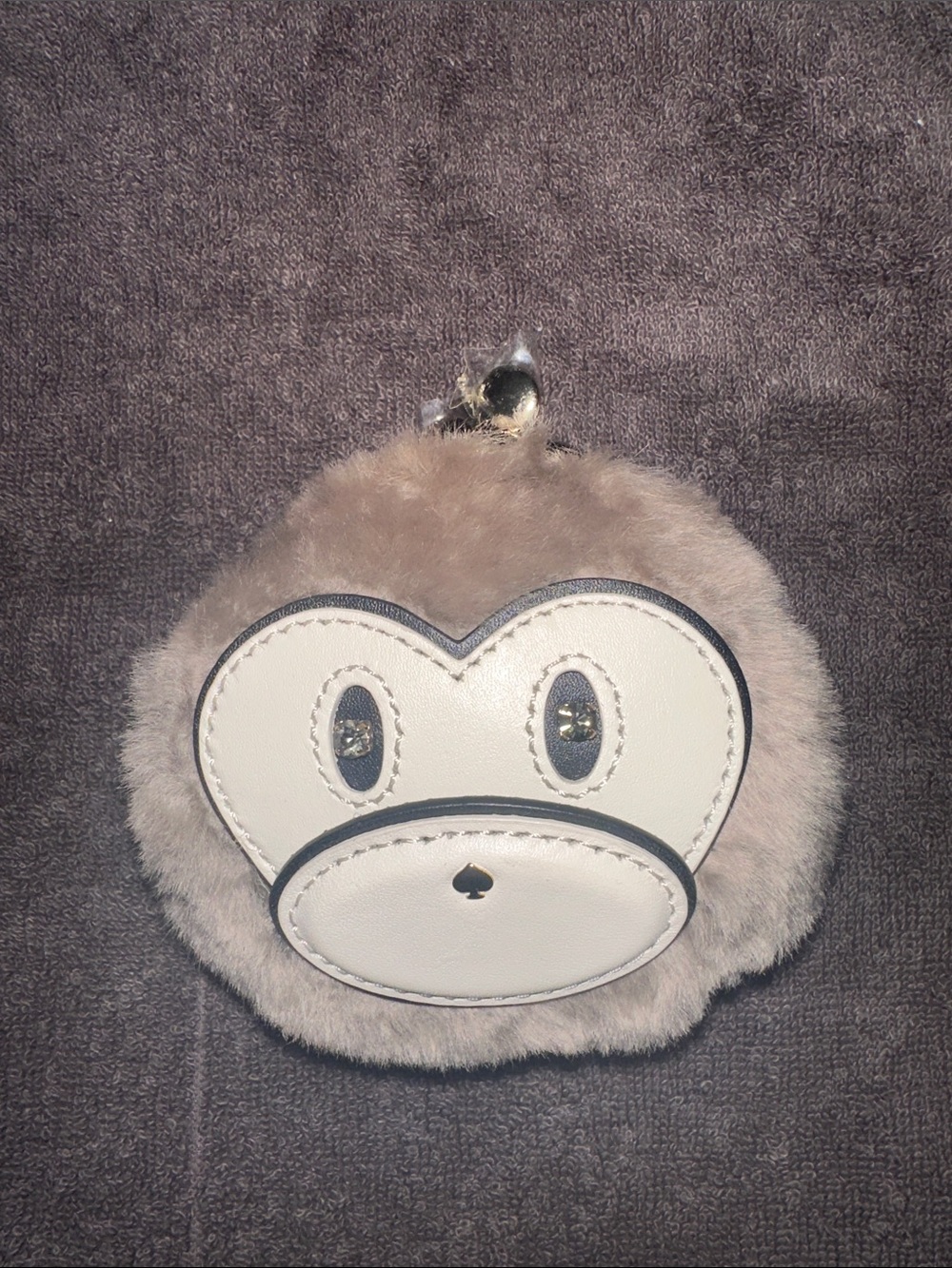 Kate Spade Caution to the Wind Plush Monkey Face Keychain Coin Pouch